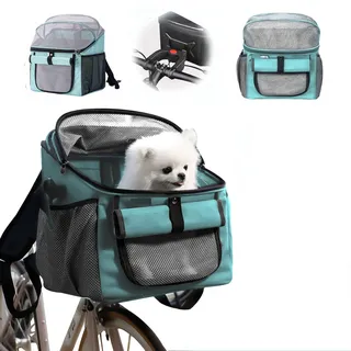 Fahrradkorb für Hunde, Fahrradtasche für Haustiere Faltbarer Fahrradkorb Vorne für Hunde 2 IN 1 Faltbar Hundekorb Hunderucksack mit Lenkeradapter für kleine Haustier (Tragfähigkeit 5KG) (Blau)