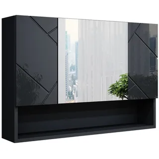 Vicco Badspiegelschrank Irma Anthrazit Hochglanz 80 x 55 cm