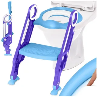 Kidiz KIDIZ® Kinder Toilettensitz Toilettentrainer mit Treppe und Griffe Faltbar Kindertoilette WC Sitz Töpfchentrainer Lerntöpfchen bequemem Kissen und breiten Stufen Toilettentreppe höhenverstellbar
