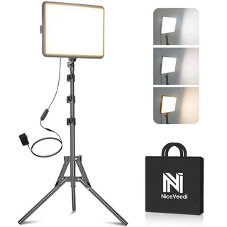 NiceVeedi Foto-Beleuchtungsset, 25 W LED-Video-Licht-Set, 2900–7000 K, dimmbares Studio-Licht mit Stativständer, 185,4 cm Stream-Licht für Videoaufnahmen, 1 Stück