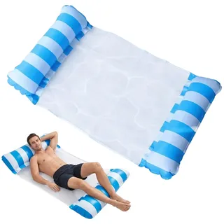 Wasserhängematte, Luftmatratze Wasser Für Pool Und Strand, Aufblasbare Wasserhängematte Für Erwachsene Und Kinder, Blaue Wasserhängematte Mit Einem Stück