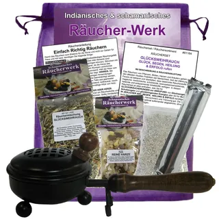 RÄUCHERWERK 7-tlg RÄUCHERSET GLÜCKSWEIHRAUCH zum herbei RUFEN von GLÜCK + SEGEN + HEILUNG + ERFOLG. 2 x Räuchermischungen + Räucherwerk + ZUBEHÖR + Anleitung. 81164-P
