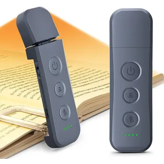 Glocusent Verbesserte 12 LED Leselampe Buch Klemme Bis zu 200 Std. Laufzeit | Leselampe Buch mit 3 Farben & 5 Helligkeiten, Tragbare Buchlampe, Reiseschloss, USB-C, Ideal für Kinder, Buchliebhaber