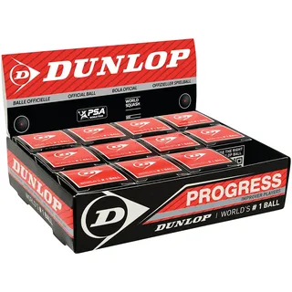 Dunlop Progress Single Red Dot Squashbälle – Black - 12 Kugeln