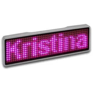 BerryBase LED Name Tag, 11x44 Pixel, USB-C - Rahmen: silber, - LED: pink