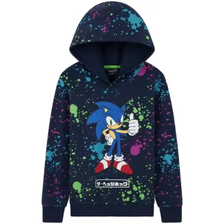 SONIC THE HEDGEHOG Hoodie Kinder Jungen 4-12 Jahre Hoodie Jungen Jugendliche Coole Kapuzenpullover Unisex (Marineblau, 5-6 Jahre) - 5-6 Jahre