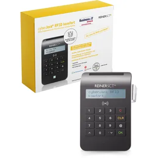 REINER SCT cyberJack RFID Komfort I Chipkartenleser für RFID-Chipkarten I Kartenlesegerät für den neuen Personalausweis & Online-Banking I Card Reader & TAN-Generator I eID Lesegerät