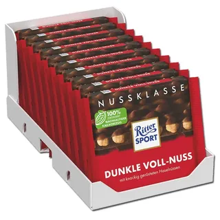 Ritter Sport Nuss Klasse Dunkle Voll-Nuss 10x100G