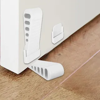 2 Stück Türstopper Boden Set, Rutschfester Weiß Türkeil Gummi, Fensterstopper Beim Lüften, Door Stopper mit Aufbewahrungscontainer Für alle Oberflächen (Weiß)