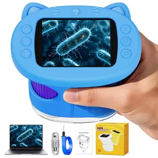 ASPOVEN Mikroskop für Kinder 1000x, Tragbares Mikroskop Kinder (Blau)
