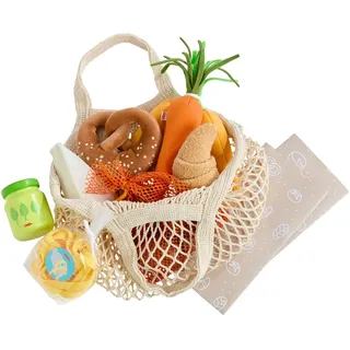 HABA Creative Play – Einkaufskorb – Spielzeug-Einkaufstasche mit Lebensmitteln aus Holz & Stoff – Zubehör für Kaufladen & Spielküche, für Kinder ab 3 Jahren – 2012304001