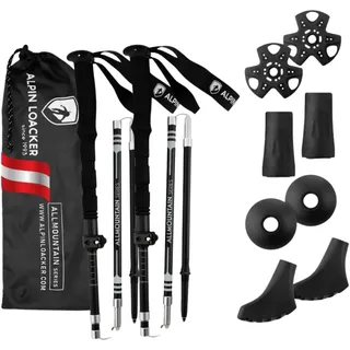 ALPIN LOACKER Wanderstöcke faltbar Carbon oder Aluminium mit Korkgriff I Nordic Walking Stöcke Damen & Herren I Leichte Faltbare Trekkingstöcke Teleskop für Bergsport, Eva Alu lang