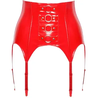 Black Level Damen Strapsgürtel aus Lack, Rot, M