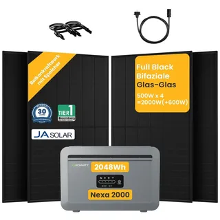 Growatt All In One Balkonkraftwerk 2000 W / 2048 Wh inkl. 4 x 500W Bifaziale Solarmodule