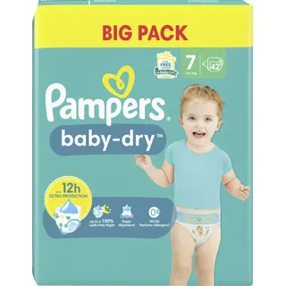 Pampers Pampers® Windeln baby-dryTM BIG PACK Größe Gr.7 (15+ kg) für Kids und Teens (4-12 Jahre), 42 St.