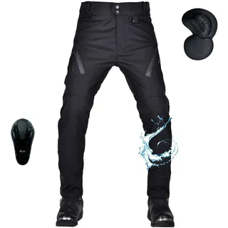 oFzimTo Motorradhose Herren mit Protektoren, wasserdichte Motorrad Hosen Herren, Cargo Motorradbekleidung für Alle Jahreszeiten (Schwarze,M) - M