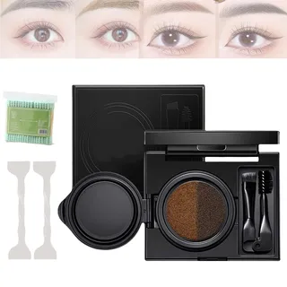 Seecion Augenbrauen- und Eyeliner-Creme mit Stempel, mit doppelseitigem Make-up-Pinsel, 2-in-1-Augenbrauen- und Eyeliner-Creme mit Stempel, wasserfestes Augenbrauencreme-Set for Make-up(02# two-tone b