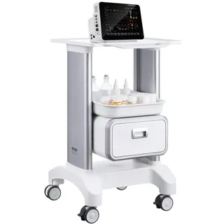 Vevor Laborwagen mit 2 Ebenen, Laborwagen mit 1 Schublade und 1 oberem Tablett, mobiler medizinischer Wagen aus ABS-Material, Laborrollwagen mit 4 leisen Rädern für Labor, Klinik, Krankenhaus, Salon, weiß