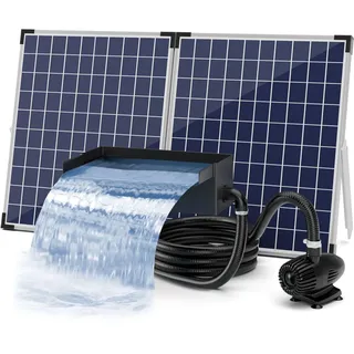 Biling Solar Wasserfall Teich Garten Wasserfall Komplettset, 20cm Edelstahl Solar Pool Wasserfall Teich Wasserfall mit 2100 l/h Pumpe, Wasserfall Bachlauf für Garten Wasserspiel Terrasse Wasserwand