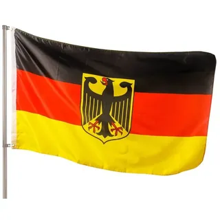 PHENO FLAGS Flagge Premium Deutschland Flagge mit Adler 90 x 150 cm Deutsche Fahne (Hissflagge für Fahnenmast), Inkl. 2 Messing Ösen