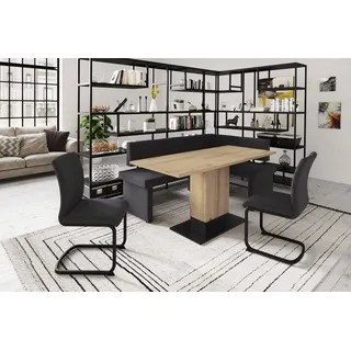 Hela Eckbankgruppe Pia, (Set, 4-tlg), Esstisch ausziehbar, Bank links/rechts montierbar grau