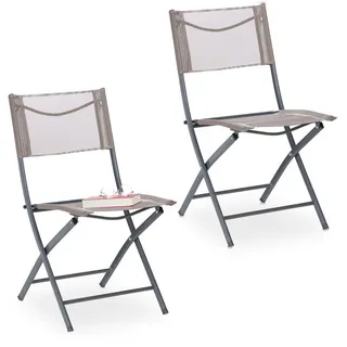 Relaxdays Gartenstuhl Klappstuhl 2er Set 120 x 60 x 90 cm beige