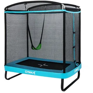 Costway 2 in 1 Kindertrampolin rechteckig 2,1 x 1,5 m inkl. Sicherheitsnetz Schwarz/Blau