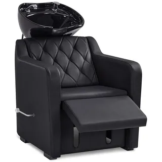 Barberpub Friseurstuhl mit Waschbecken, Klappbare Beinstütze, aus Keramik Verstellbar, Friseurwaschsessel für SPA Salon, Friseur