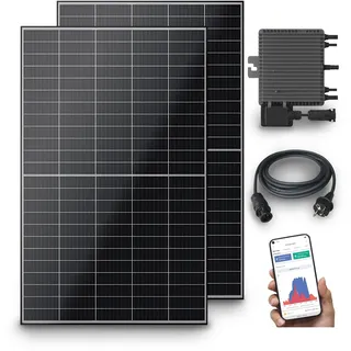 Balkonkraftwerk 830 W / 800 W Photovoltaik Solaranlage Steckerfertig WIFI Smarte Mini-PV Anlage 800 Watt, Schwarz