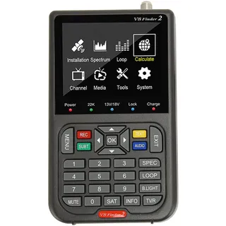 V8 Finder 2 Satelliten-Finder-Signalmessgerät, 3,5-Zoll-HD-LCD, 4000-mAh-Akku, ‐S2X/S2/S MPEG-2/4-Empfänger, Sat-Detektor für Parabolantenne Unterstützt AV-Ausgang und AV-Eingang