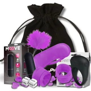 Sex Toyset für Paar Set Erotik Erotische Box Paarzeit Geschenkbox Sexspielzeug für Paare, 8-teiliges Überraschungspaket inkl. Vibrator, Cockring, Handschellen, Federkitzler (Purple Fantasy)