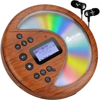 KLIM Discover Stereo-CD Player (Discman, Walkman, mit Kopfhörern, FM Radio, Bluetooth, FM Transmitter) braun