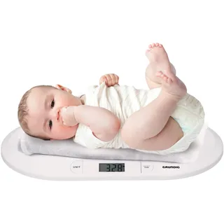 Grundig Babywaage Kinderwaage bis 20Kg | Digitalwaage für Neugeborene | Digitale LED Anzeige | Gewichtskontrolle ab Geburt | LCD Display | Tara-Funktion | automatische Abschaltung, Kunststoff, Weiß