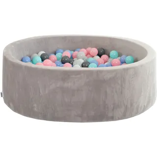 Home Deluxe Bällebad Samt inkl. Spielbälle Pastell TWIRL 100 x 100 cm Grau