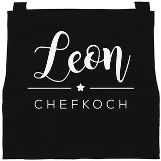 SpecialMe Personalisierte Kinderschürze mit Namen Chefkoch/Chefköchin Kochschürze Sterne-Koch Kinder schwarz 6-10 Jahre - 6 Jahre
