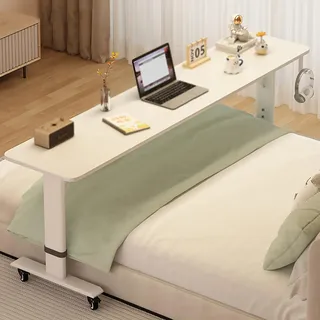 YFWOKSL Bettschreibtisch über Tisch, über dem Bett, Tisch mit Rollen, Überbetttisch, Überbetttisch für Kingsize-Bett, Überbettschreibtisch Nover Betttisch mit Rollen, höhenverstellbar, mobiler Querb