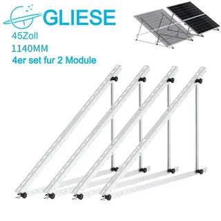4x 1140mm Balkonkraftwerk Halterung (45 Zoll) Solarmodul Halterung Winkel Einstellbar 0-90° für Flachdach Garten Camping Wohnmobil