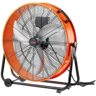 Vevor Trommelventilator, Bodenventilator, Industrieventilator, 3 Gang, 8600 CFM, 360° verstellbare Neigung, 0-2-Stunden-Timer, Standventilator, Windmaschine für Lager, Werkstatt, Fabrik, Keller
