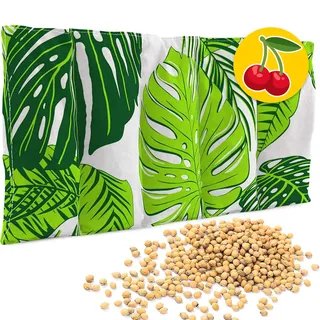 Amilian Kirschkernkissen Mikrowelle - Körnerkissen Mikrowelle - Kirschkernkissen Nacken Schulter - Wärmekissen Mikrowelle - Körnerkissen Nacken - Kirschkernkissen gross 55x20 cm - Blätter Grün