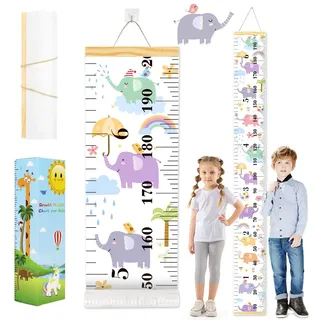 ouhos Messlatte Kinder Größenmesser Kinder Wachstum Messlatte Aufrollbare Wandbehang Höhenmesser Abnehmbare Leinwand Messleite Lineal für Baby Kinderzimmer Schlafzimmer Wanddekoration mit Box