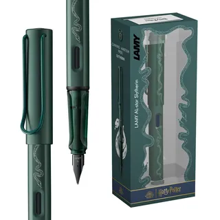 Lamy AL-star Harry Potter Slytherin Füller – Special Edition Füllhalter mit Gravur des Hauses - Stahlfeder in Strichbreite M – leichtes Aluminiumgehäuse – inkl. Tintenpatrone T10 blau – Rechtshänder