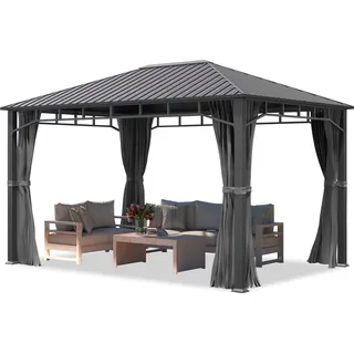 TOOLPORT Gartenpavillon 3 x 4 m inkl. 4 Seitenteile Grau