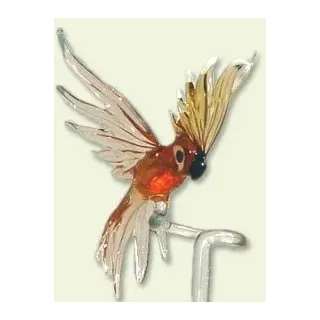 Lauschaer Glaskunst-Blumenstäbe Blumenstab Kakadu Rose transparent