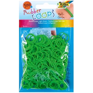 folia 331551 - Rubber Loops, inklusive 25 S - Clips und 1 Häkelnadel, 500 Gummibänder, hellgrün