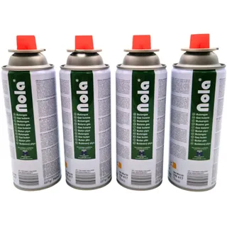 NOLA Gaskartuschen 16 x 227g – Butangas mit Ventil (Bajonett) – Universal Gas Nachfüllkartuschen für Campingkocher, Gasheizung, Unkrautbrenner & Outdoorgeräte Art.707 (16)