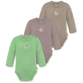 normani Outdoor Sports 3er Pack Baby Merino Langarmbody Tuai in Beige/Rosa/Grün | Gr.: 62