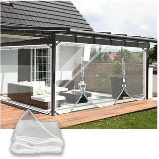 WZYJLyds Outdoor Wetterfeste Vorhänge, mit Reißverschlusstür Pergola Seitenteil Transparent Wasserdicht PVC Plane für Pavillon, Terrasse, Anpassbar