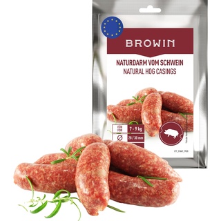 BROWIN® Naturdarm für Wurst | Premium Naturdarm für hausgemachte Würstchen, Wacholderwurst, Weißwurst, Bratwurst (Kaliber 28/30 mm, 15 m, Schweinedarm)