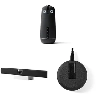 Owl Labs Owl Meeting 4+ und Bar Bundle – Intelligentes 360-Grad-4K-Videokonferenz-Bundle mit mehreren Kameras (automatischer Fokus auf die sprechende Person, intelligenter Kamerawechsel drahtlose Kopplung