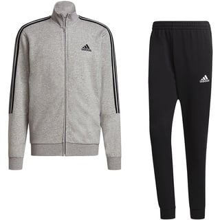 Adidas Herren M 3s Ft Tt Trainingsanzug, Top:Medium Grey Heather/Black Bottom:Black/White, 7